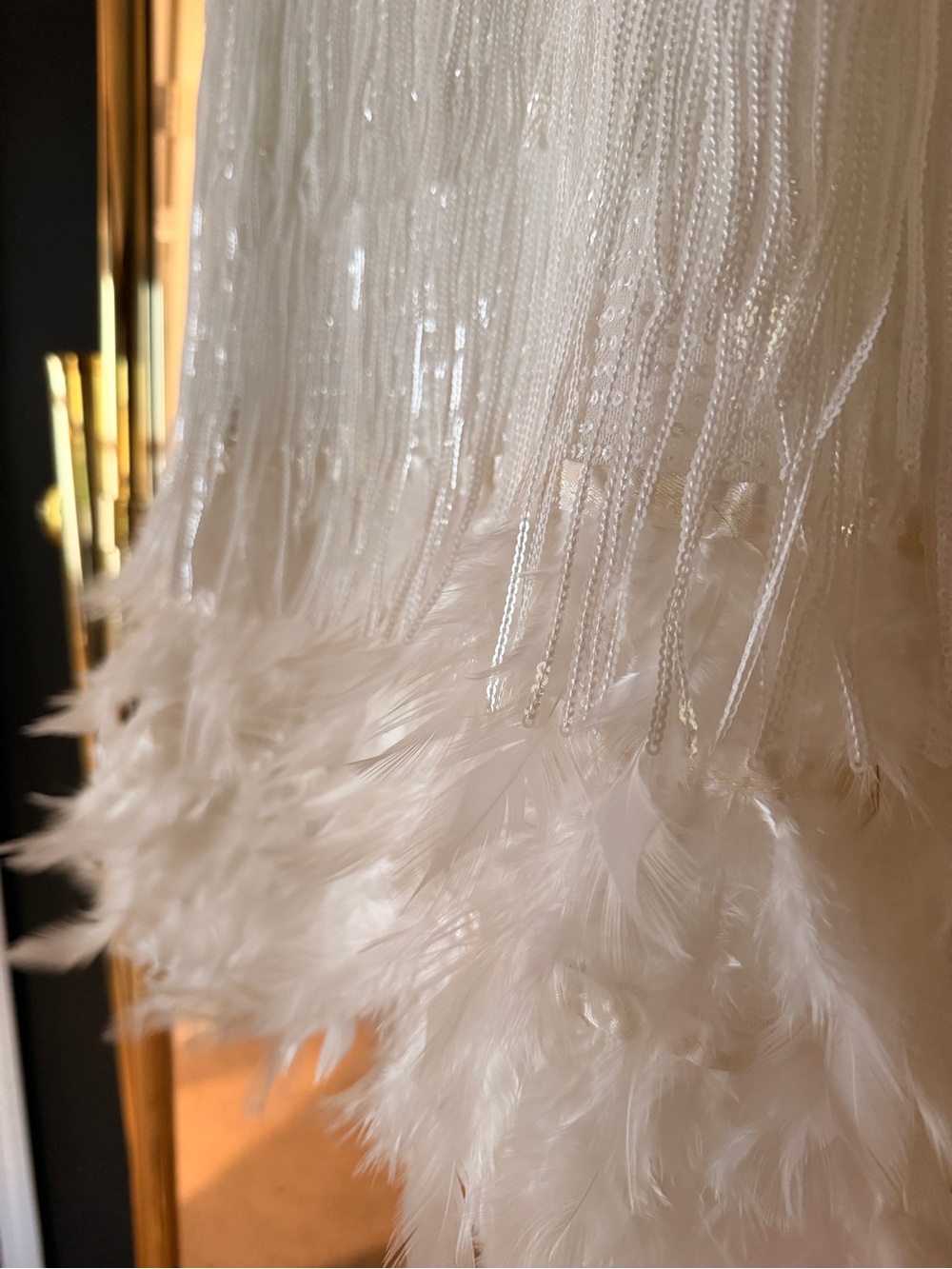 Mew Mews White Fringe & Feather Mini Dress - Picture 6 of 9